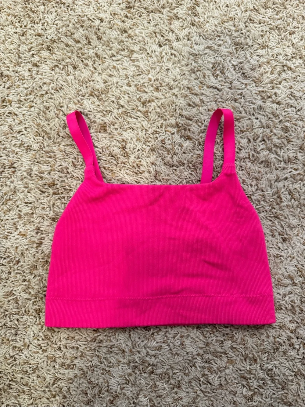 aerie Bright Hot Pink Ribbed Crop Bralette
